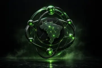 Líder brasileiro gerenciando equipe remota com suporte de inteligência artificial