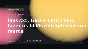 GEO, LEO e llms.txt para marcas: oferta clara, prova e medição — ilustração editorial