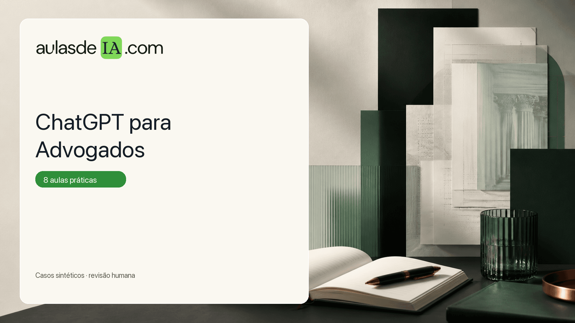 Capa do curso ChatGPT para Advogados, Curso de Profissões com IA com IA em português, Aulas de IA