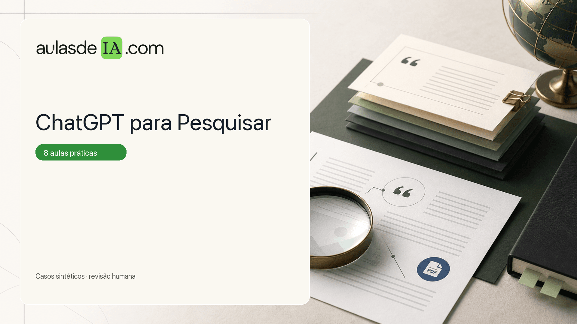 Capa do curso ChatGPT para Pesquisar, Curso de Produtividade com IA com IA em português, Aulas de IA