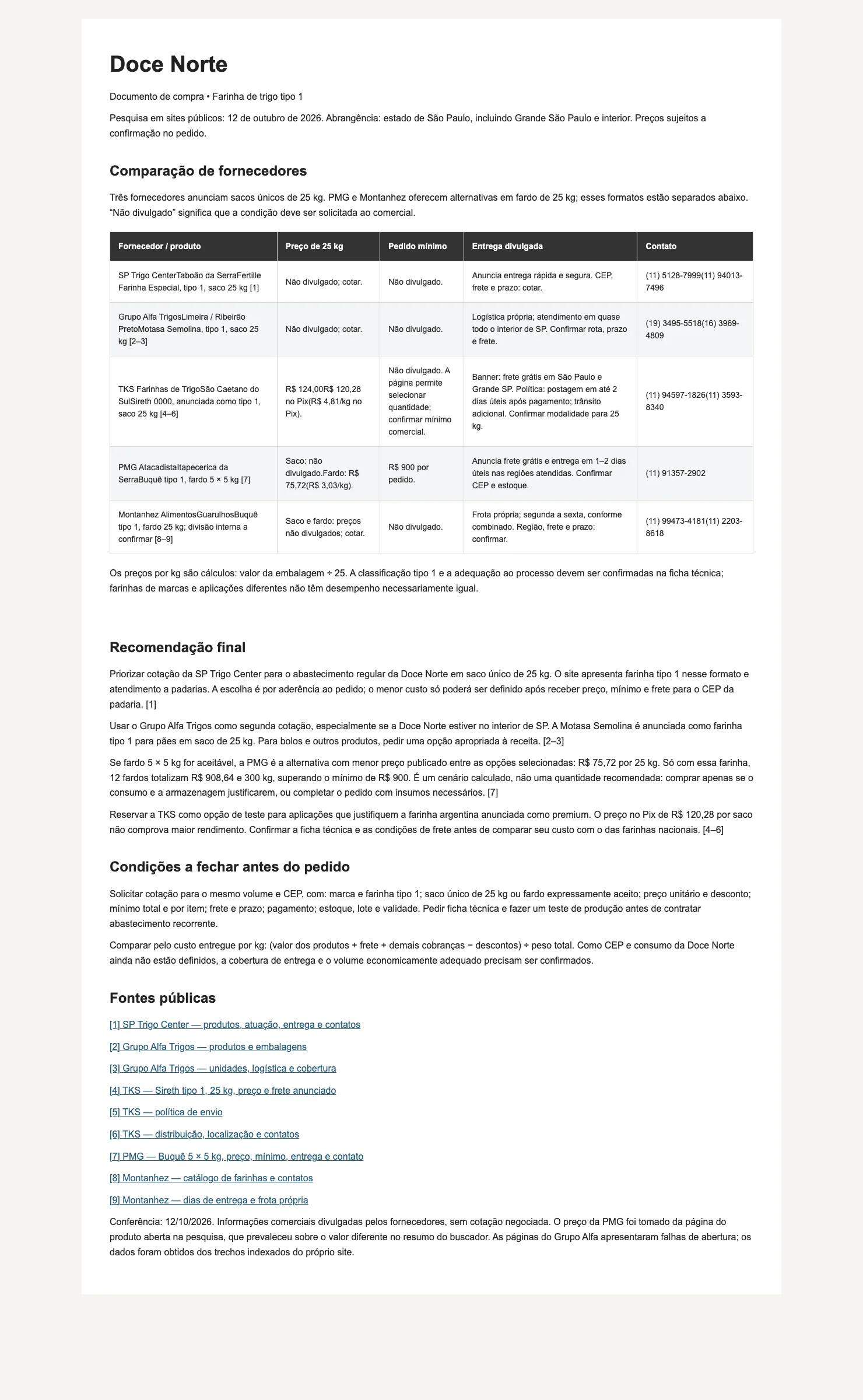 Um documento feito por um agente