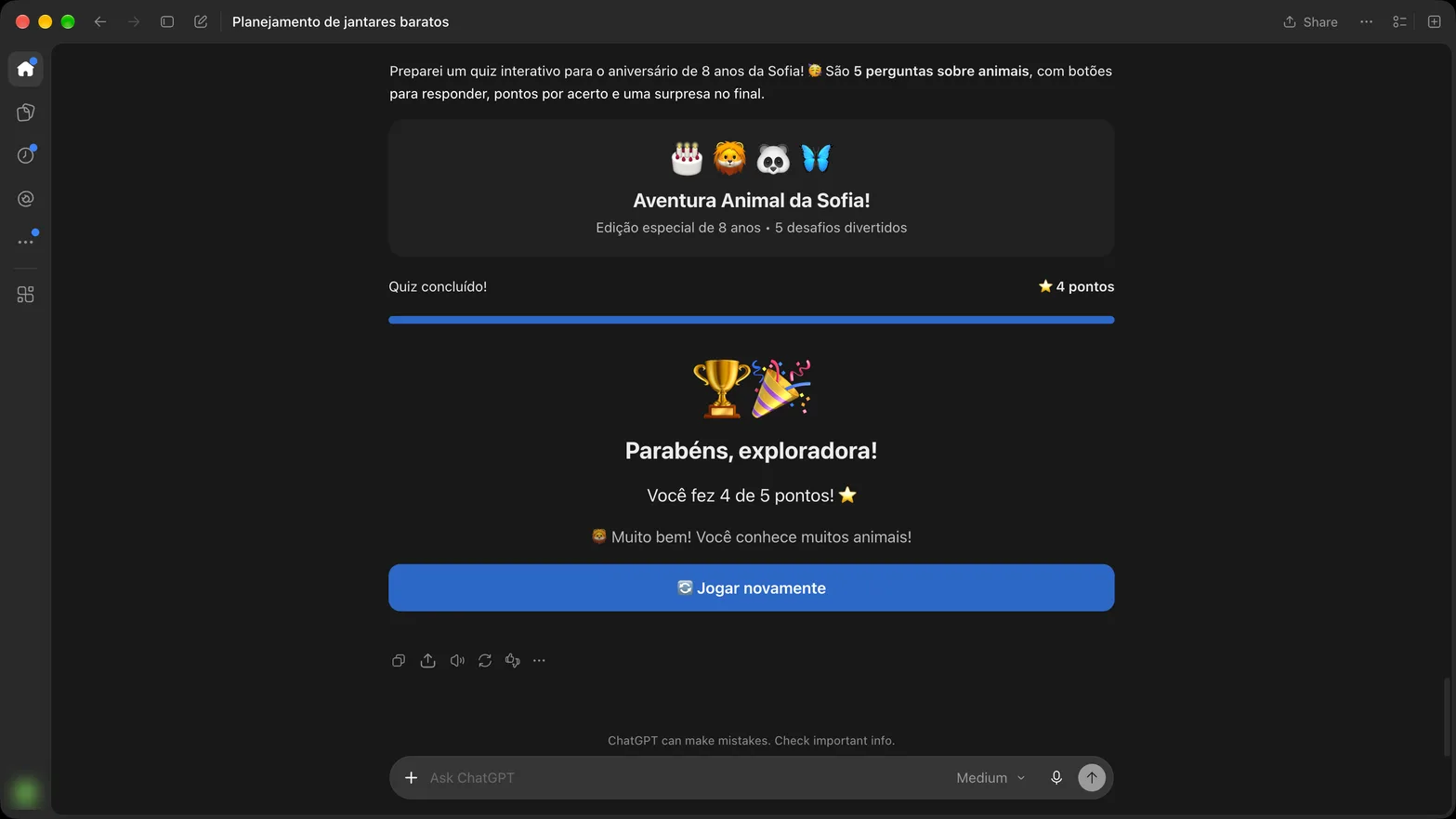 Um jogo com botões