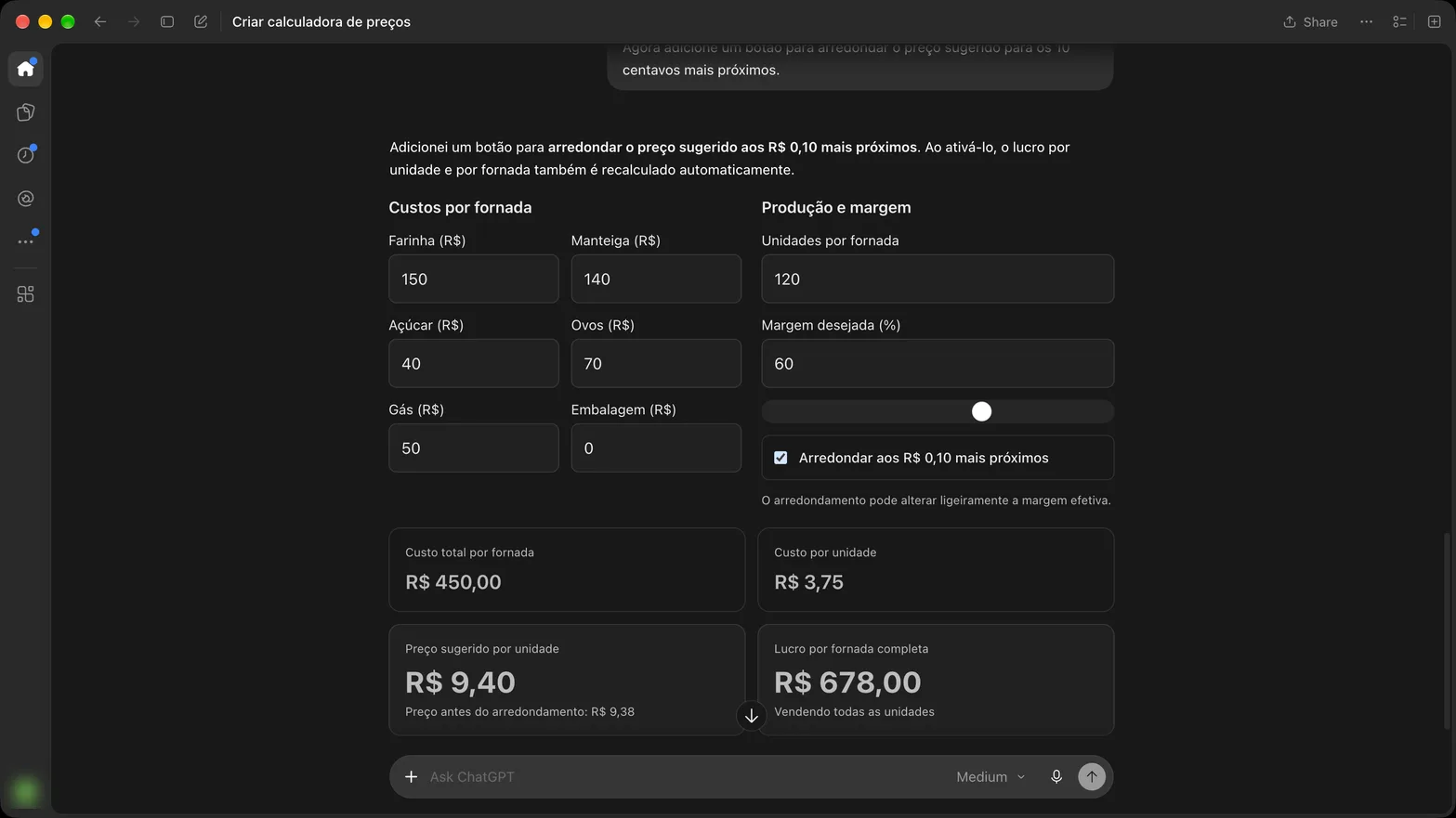 Sua calculadora de preços