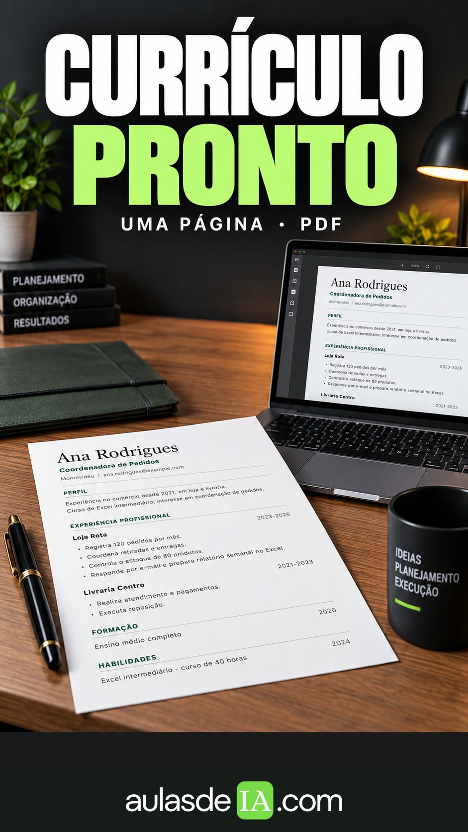 Um currículo claro de uma página, baixado em PDF