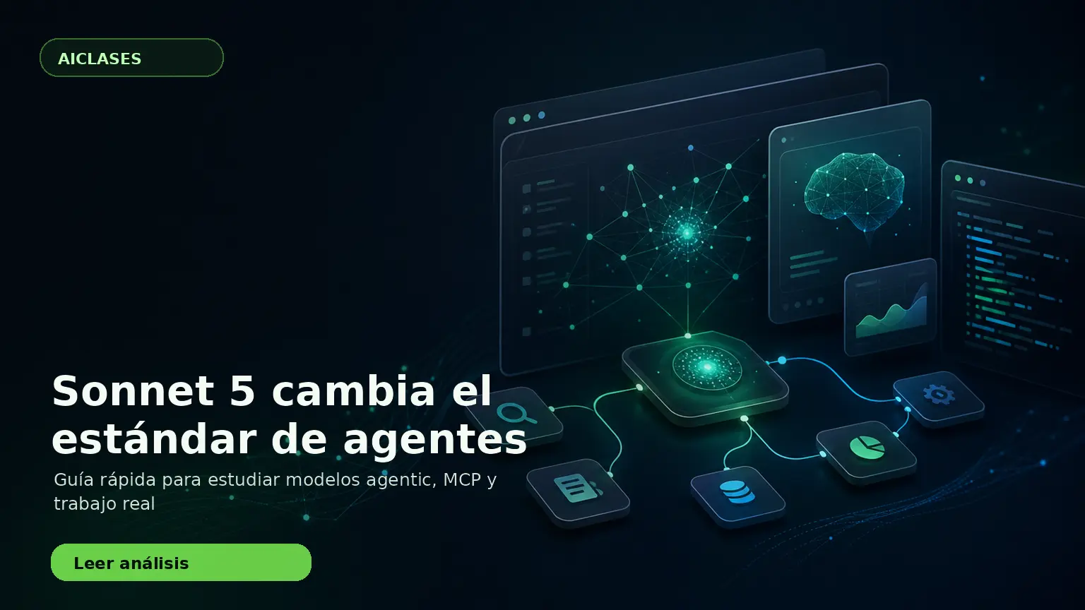 Ilustración de un flujo de agentes de IA para explicar Claude Sonnet 5