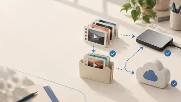 Archivos de video exportados y guardados en dos copias de respaldo