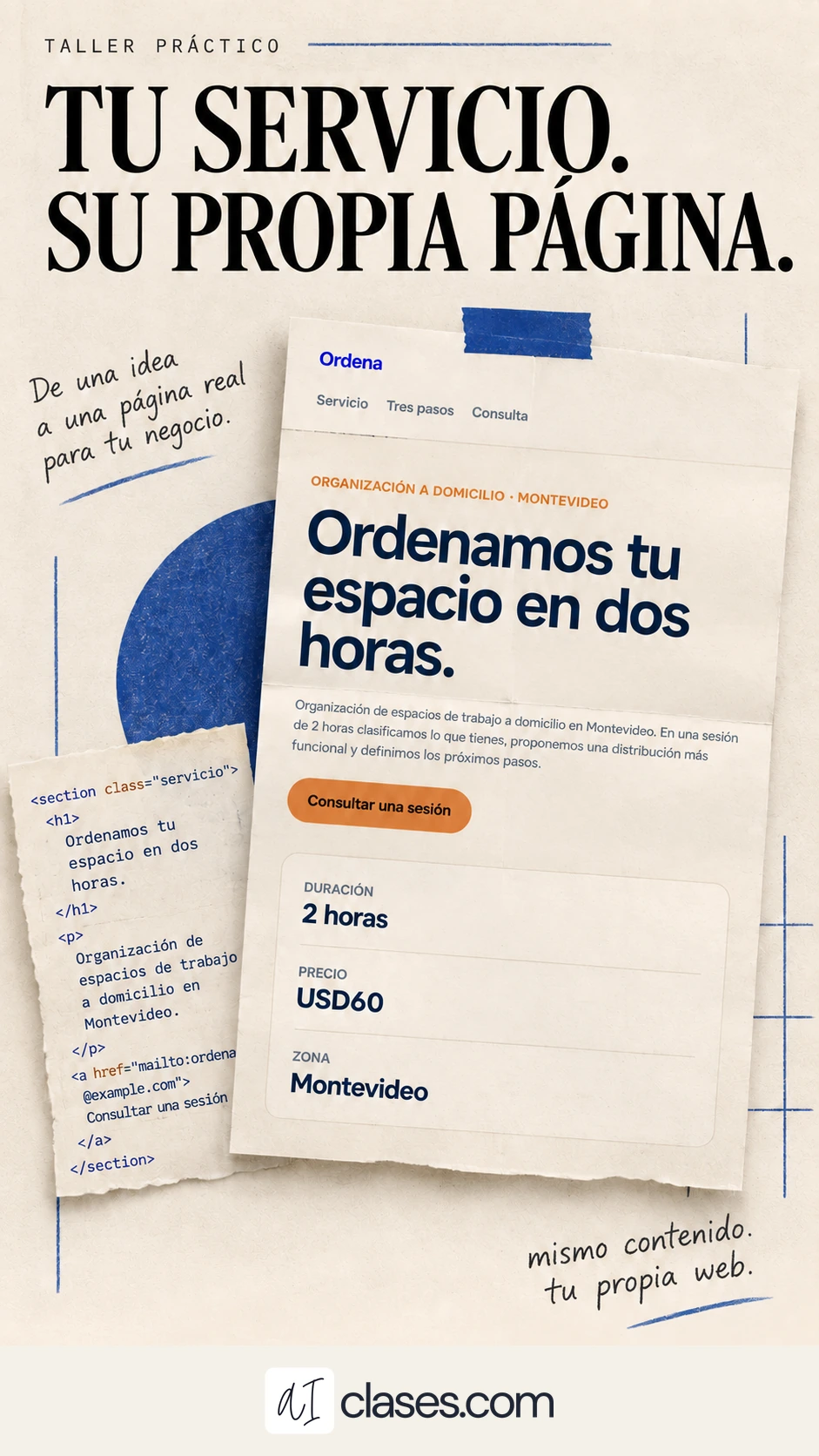 Una página simple para ofrecer tu servicio