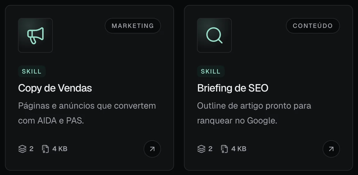 Biblioteca de skills da Aulas de IA